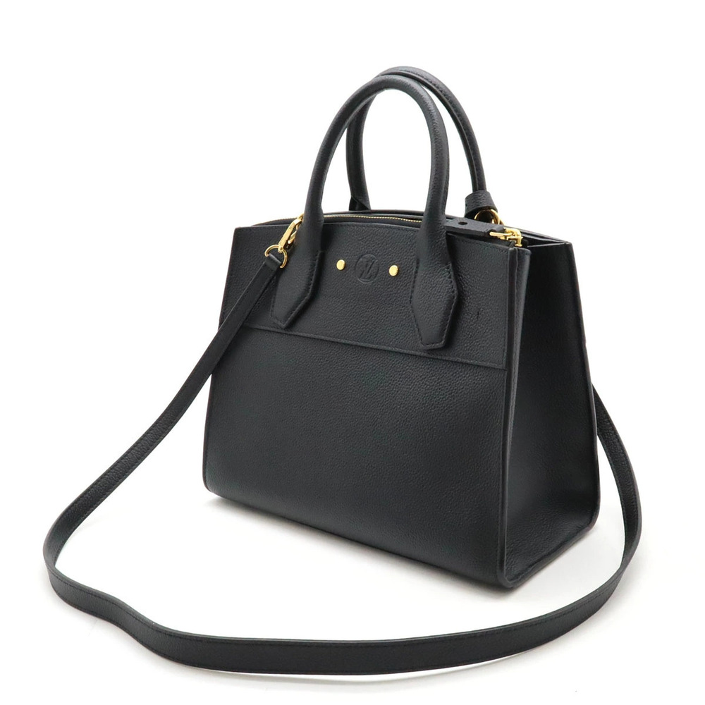 Louis Vuitton Noir Bag Steamer City Leather Shoulder Black 2way Black
